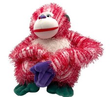 Aurora Monkey Long Hanging Arms Hug Carry Hook And Loop Stuff Toy Plush 10" Red