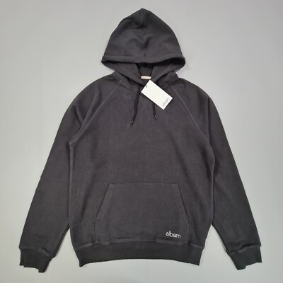 Albam Herren Hoodie Schwarz XS Langarm Baumwolle Pullover Oberteil
