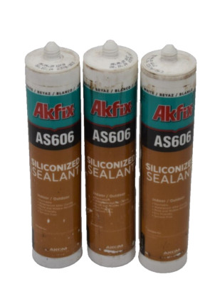 Lot of 3 Akfix AS606 Siliconized Sealant Indoor/Outdoor 310mL Cartridges