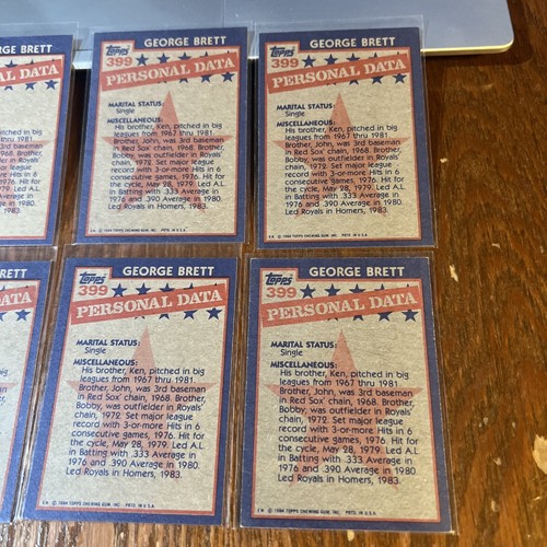 George Brett 8 ct. 1984 Topps All-Star #399 Card Lot HOF Kansas City Royals - Bild 15 von 15