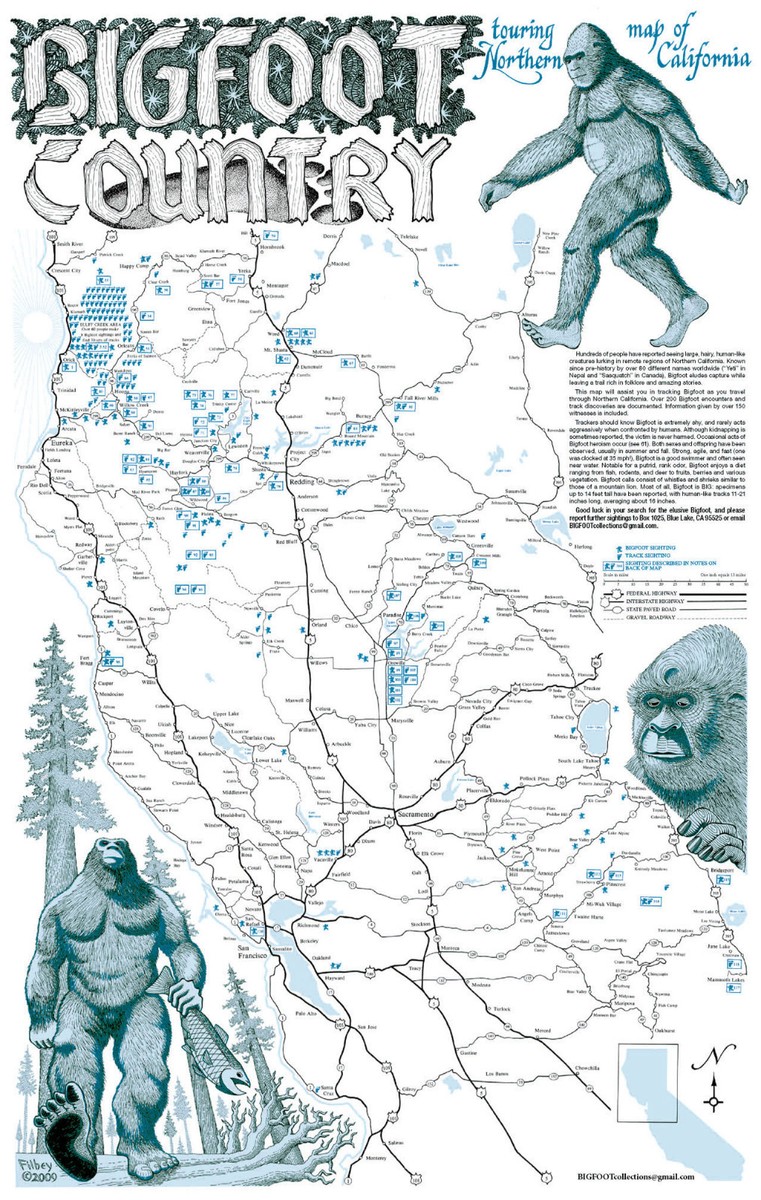 BIGFOOT Country Touring Map of Northern California | eBay