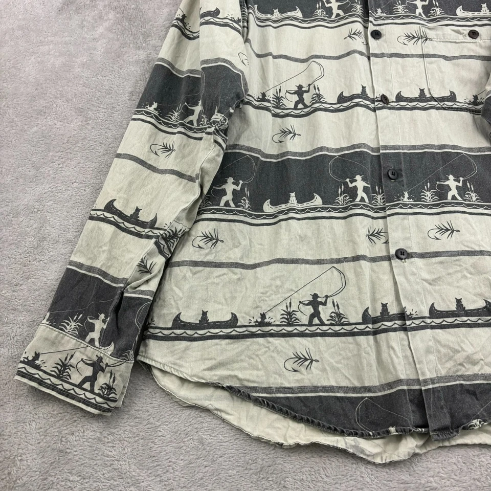 Camisa True Grit Abotonada Para Hombres XL Multicolor Rayas Pesca AOP Suroeste Foto 4 de 4