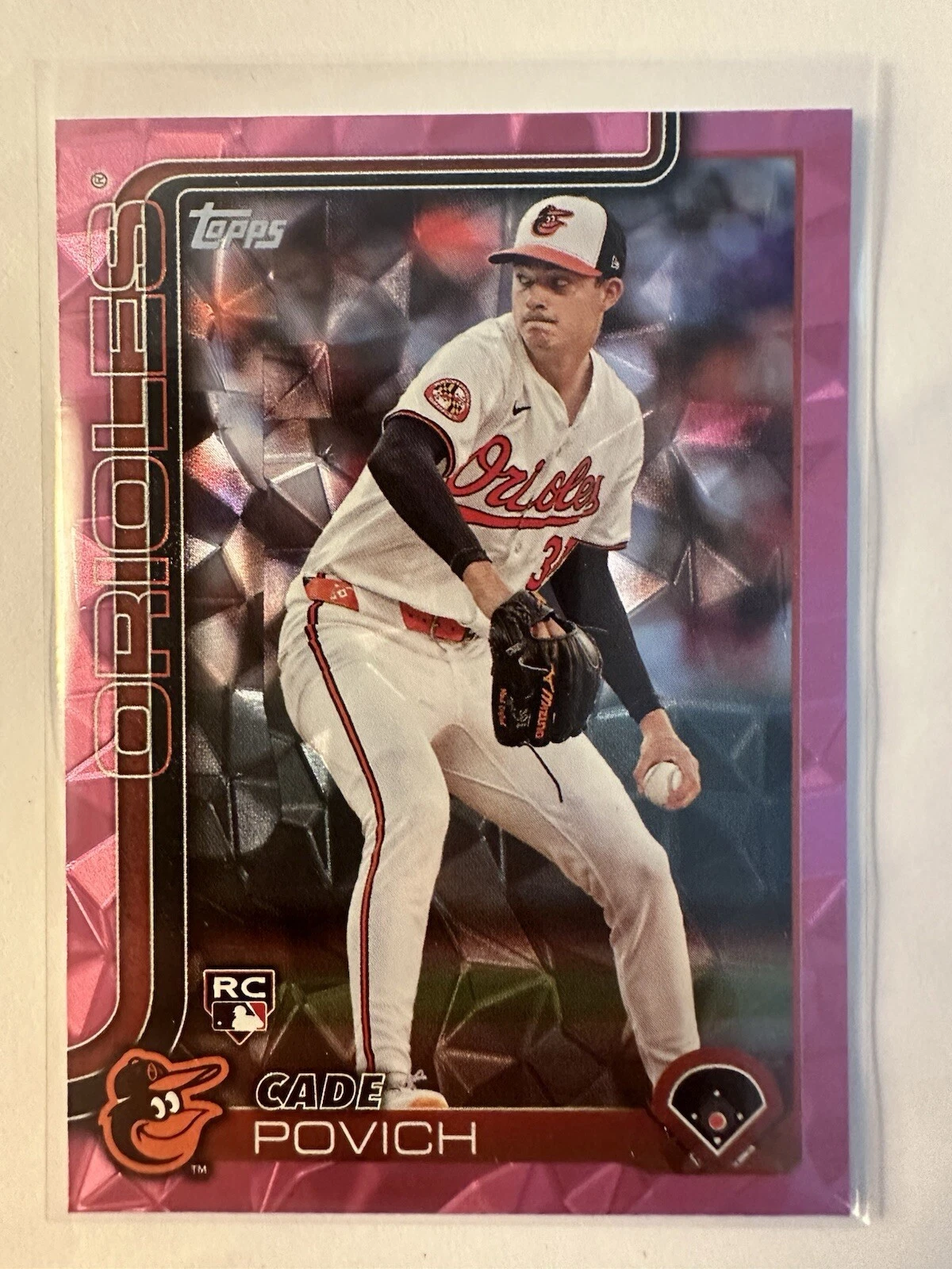2025 Topps Series 1 Cade Povich #25 Pink Diamante Foil (RC)