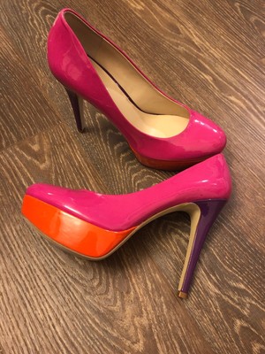 nine west orange heels