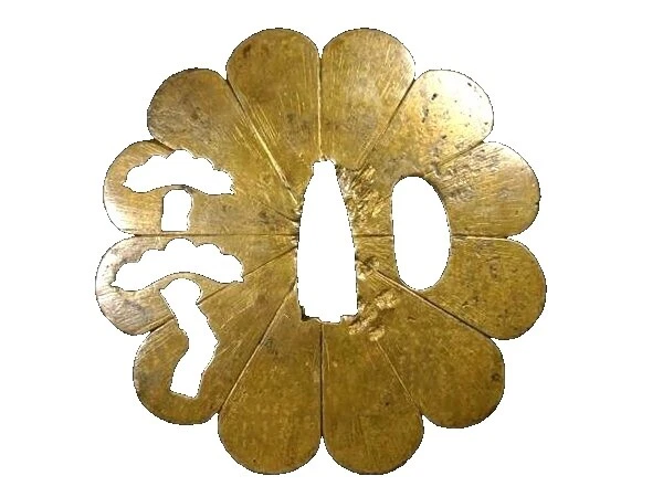 Brass Antique Original Antique Japanese Tsuba