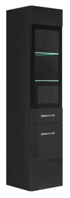 Badezimmer Schrank Rio 131 cm Hochglanz Schwarz Fronten   Regal Schrank Hochschr