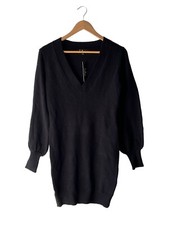 Lulus Size S Black V Neck Balloon Sleeve Sweater Mini Dress - New