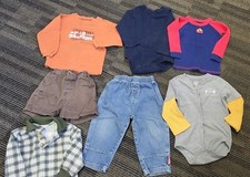 LOT OF 7 BOYS SIZE 24 MONTHS 5 LONG SLEEVE TOPS/JEANS/SHORTS