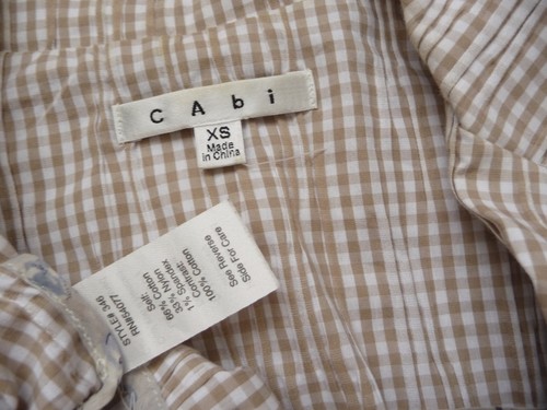 CABI XS Giacca Camicia Top Blazer Seersucker Bianco Beige Plaid Bordo Floreale Polsini - Foto 4 di 7
