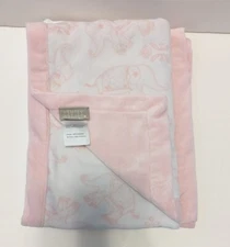 Levtex Baby Ely Pink Elephant Crib Blanket Soft 30x40 EUC