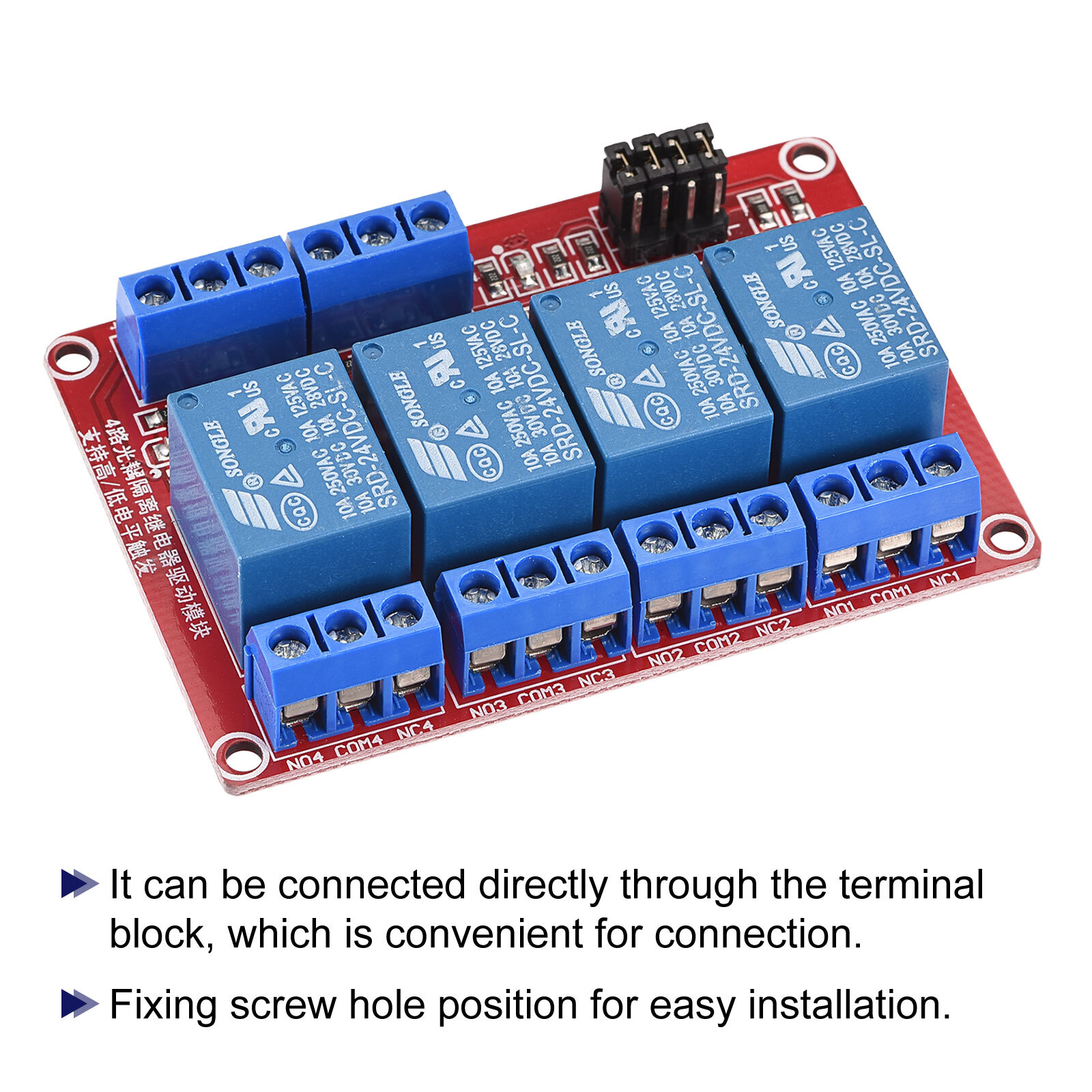 Relay Module 4 Channel 24V High Low Level Trigger Module Red Relay Module  Board | eBay