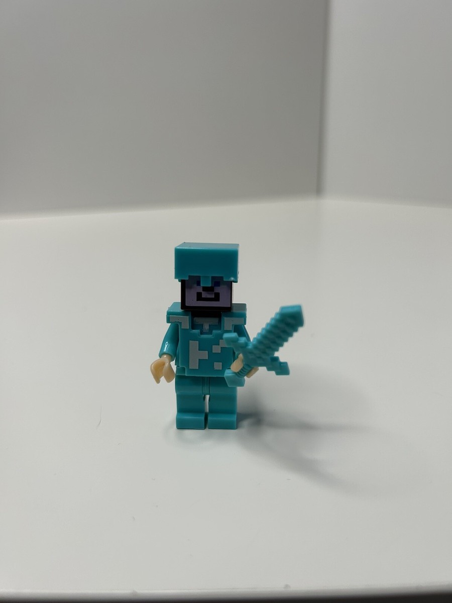 LEGO Steve Medium Azure Diamond Helmet Armor Minifigure Minecraft 21117  21124 | eBay