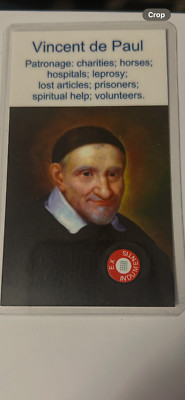 St. Vincent de Paul  3rd Class Relic Card  Patron  charities volunteers horses