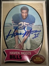 Haven Moses Signed 1970 Topps Football #165 Buffalo Bills AUTO PSA/DNA