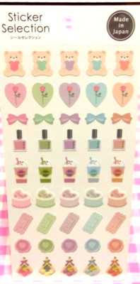 GAIA / Bear Cake Flower Nuance Color Sticker Sheet / Made in Japan 