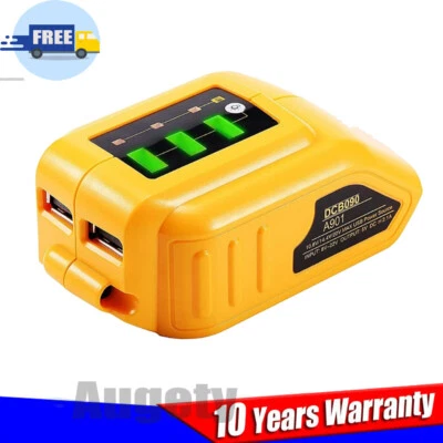 DCB090 Dual USB Power Source for Dewalt 10.8V-20V Li-ion Battery Charger Adapter