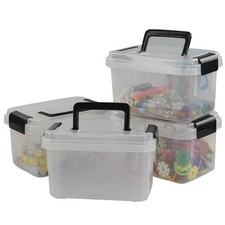 4 Pack 2L Plastic Mini Latch Box Clear Storage Bin Small Craft Organizer