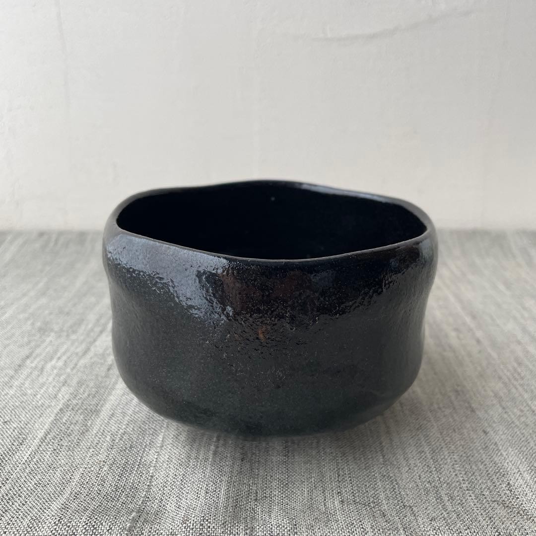 Handmade Matcha Tea Bowl with Inscription, Ceramic, Japanese Art Pottery