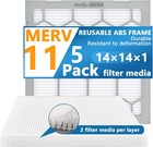 Air Filter -  Furnace/HVAC, 14 x 14 x 1, MERV 11 - 5-Pack W/Reusable ABS Frame