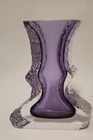 Murano Alessandro Mandruzzato Sommerso Faceted Amethyst Glass Vase Italy "10 in