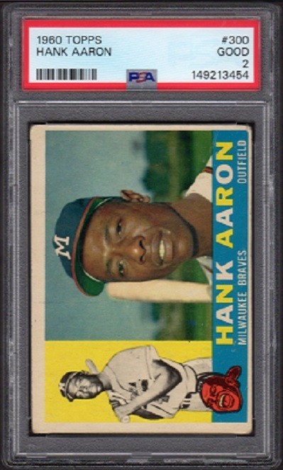 1960 Hank Aaron Topps Baseball Card #300 Graded PSA 2 Good (GD)