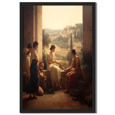 Ancient Greek Women Framed Canvas Print Classical Wall Art Home Decor