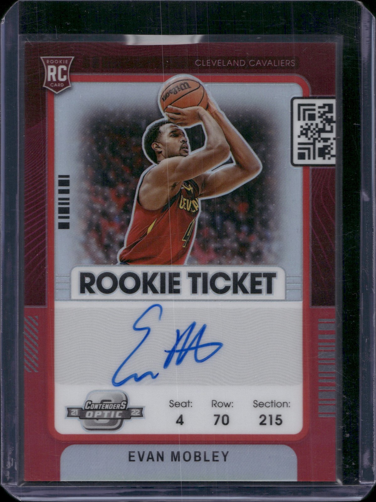 2021-22 Panini Contenders Optic #138 Evan Mobley Rookie Ticket Red Auto #/99