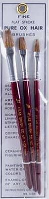 Atlas Brush 3-OX Flat Ox Hair Brushes (Set of 3)