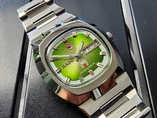 VINTAGE RADO MUSKETEER III AUTOMATIC DAY DATE GENTS GREEN Dial Rare Nice 99.