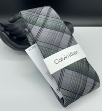 Calvin Klein Men's Silk Blend Tie  Gray  Green  Plaids  NEW MSRP: 69.50