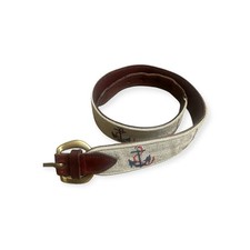 Boy  s Handmade Nautical Needlepoint Sailing Sailboats Anchors Leather L 29  