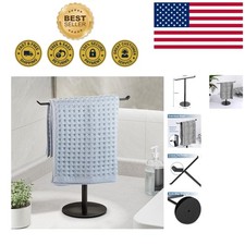 Freestanding Matte Black Hand Towel Holder with Anti-Scratch Base - Easy Setup