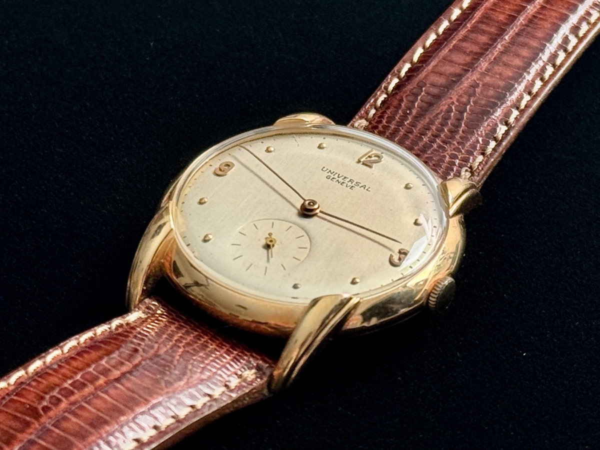 Vintage Universal Geneve 18k Yellow Gold Mens Watch 34mm 17mm Lugs