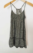 American Eagle Outfitters Babydoll Dress XXS Gray Floral Tiered Boho Mini Beach
