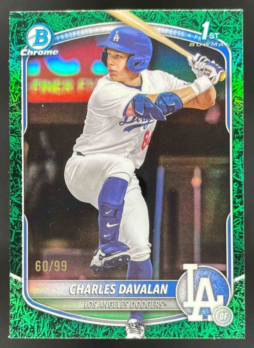 2025 Bowman Draft Chrome Green Grass Refractor #BDC-96 Charles Davalan RC /99
