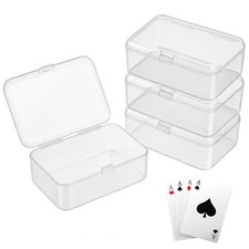 4 Pack Clear Plastic Card Deck Playing Card Storage Cases Blank Deck Boxes, S...