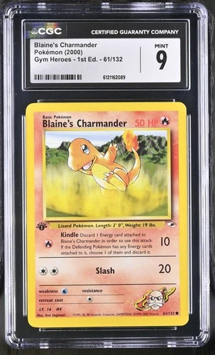 CGC 9 MINT Blaine's Charmander Gym Heroes 1st Edition 61/132 Pokemon Card