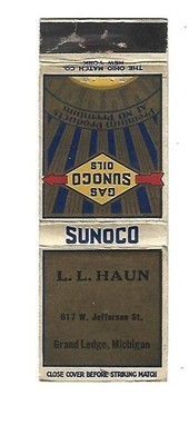 L.L. Haun Sunoco - Grand Ledge, Michigan   Matchcover   617 W. Jefferson St.