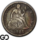 1887 Seated Liberty Dime, Choice Fine Album Toner