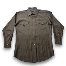 Panhandle Slim Mens Brown Striped Western Pearl Snap Shirt 30S1412 15.5-33 L