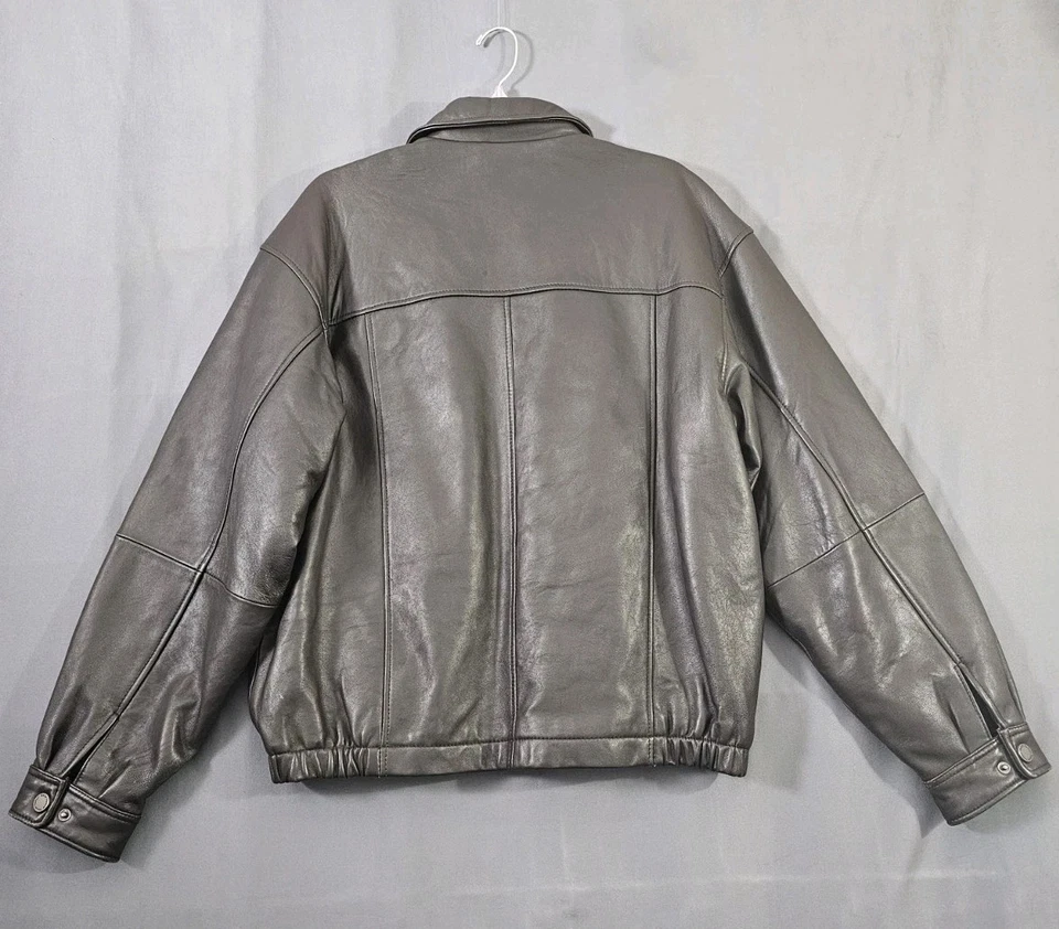 Abrigo Chaqueta Bomber Vintage Boston Harbor Para Hombre L Cuero Genuino Negro GRANDE Foto 2 de 4