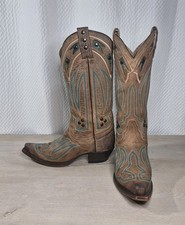 Vintage Tony Lama Cowboy boots pointy toe Teal 6 1/2 B MODEL VF 3045