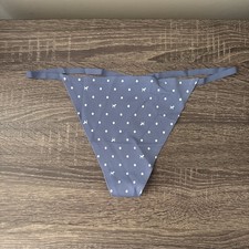 Pink By Victoria s Secret Xl Blue Polkadot No-Show V String Panties