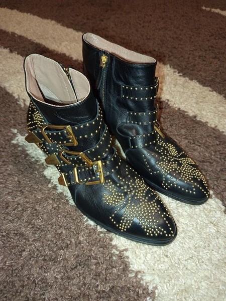 Women Chloé Boots Black Leather 37