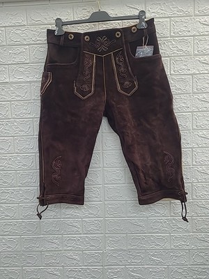 NEW Almbock Trachten Lederhose Marinus Brown Trousers Size 52 US