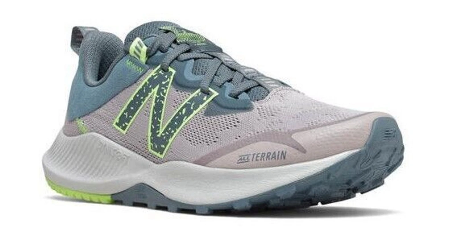 Womens New Balance DynaSoft Nitrelv4 Trail Runner Grey/Blue/Lime 9.5