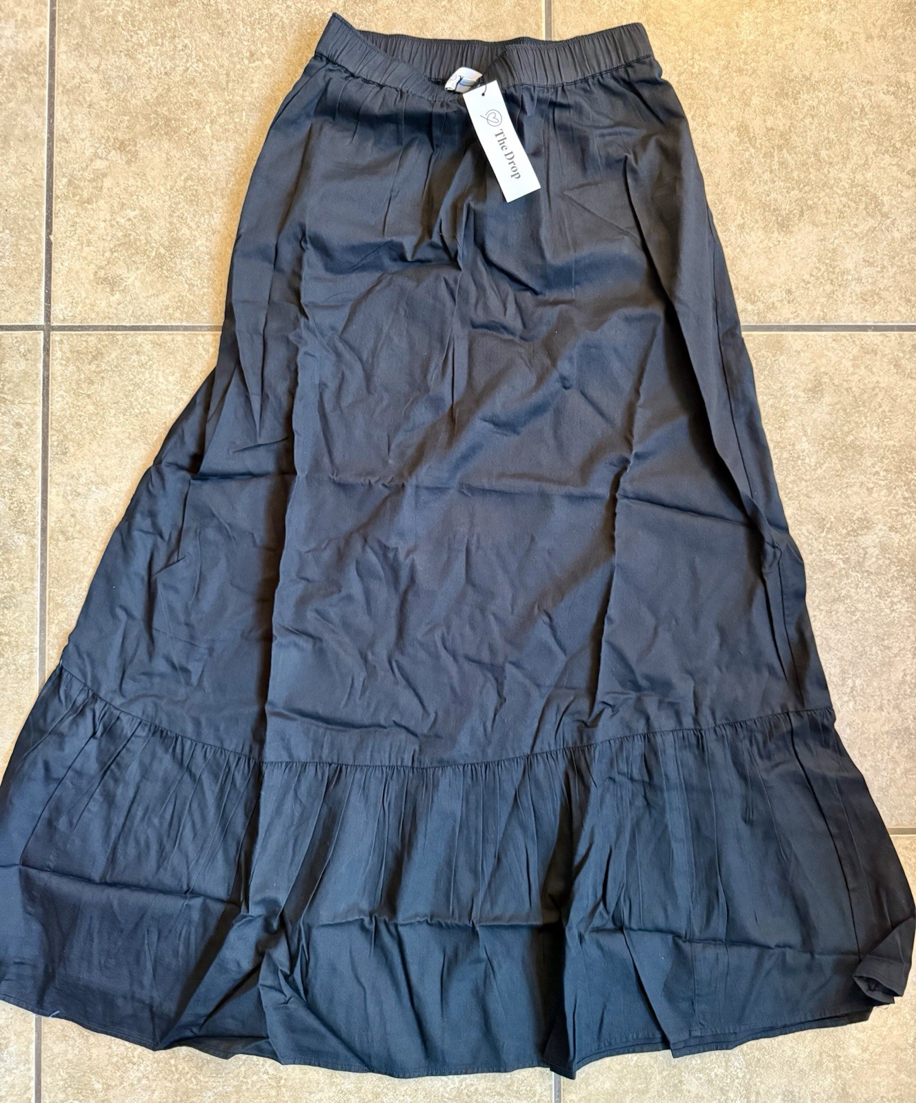 The Drop Womens Anupa Cotton Tiered Midi Black Skirt Size XS New FAST SHIPPING