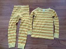 Toddler Boys Hanna Andersson Gold Yellow Striped Pajamas Longalls 100 4T