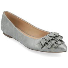 Journee Collection Women's Judy Slip On Pointed Toe Ballet Flats, Pewter Size 8M