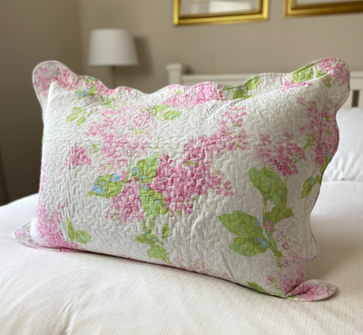 Großer rechteckiger Kissenbezug Kissenbezug Baumwolle rosa weiß Blumen Landhausstil